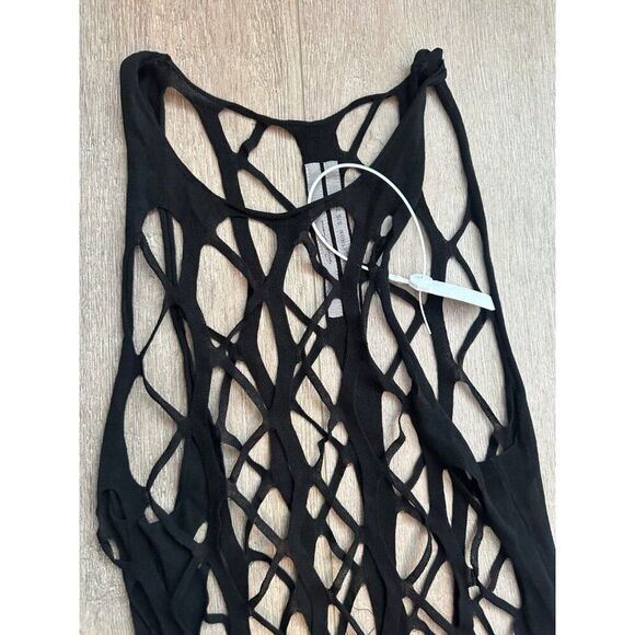 Rick Owens 'Phlegethon' Fishnet Shift Dress Black Medium Grunge NEW - Picture 6 of 12